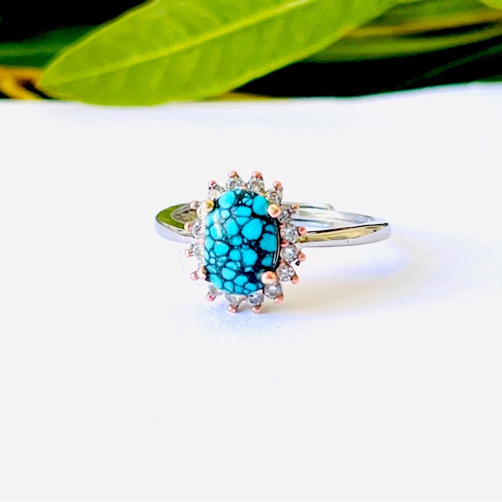 Natural Gemstone Spiderweb Turquoise Ring, Cheap Value For Money Unique jewelry